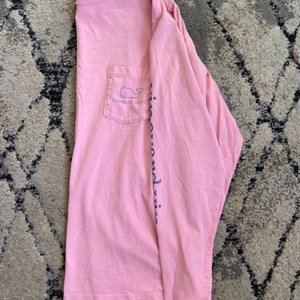 Womens Pink Vinyard Vines Long Sleeve Tee